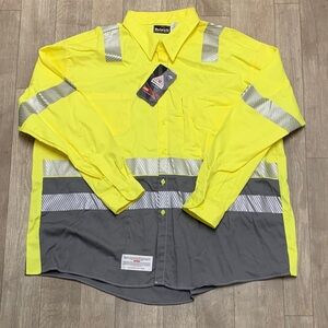 Mens NWT Bulwark Flame Resistant Protective Reflective Button Down Uniform Shirt